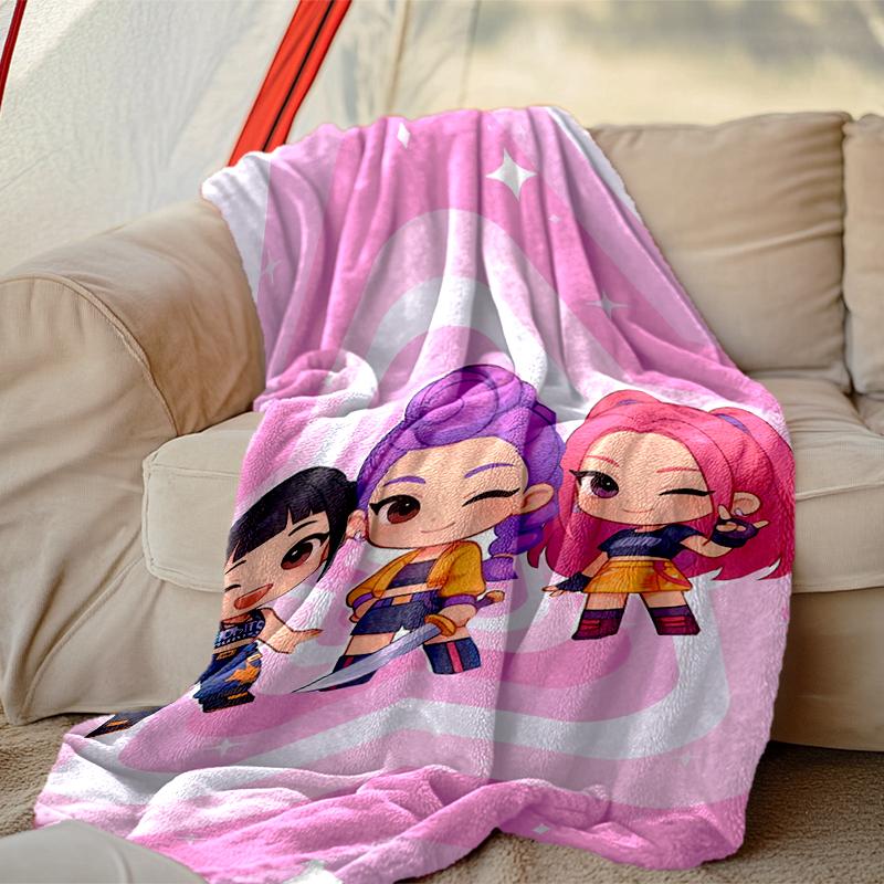 Couverture Douce Kpop Demon Hunters Parfaite pour se Blottir sur le Canapé, Idéale pour se Réchauffer dans la Chambre à Coucher
