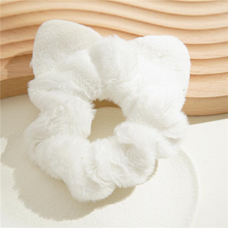 2005 Winter New Plush Fabric Scrunchie for Women, Simple Cat Ear Headband, Versatile Elastic Hair Tie
