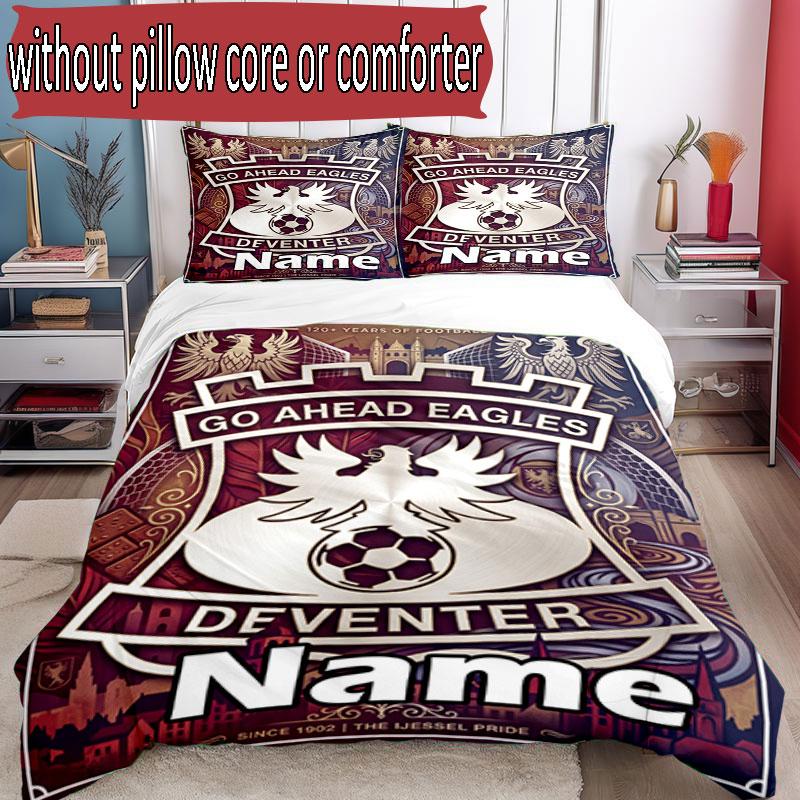 3pcs Duvet Cover Set (1*Duvet Cover + 2*Pillowcase, Without Core), Custom Name Go Ahead Eagles Pattern Bedding Set, Home Bedroom Decor Gift