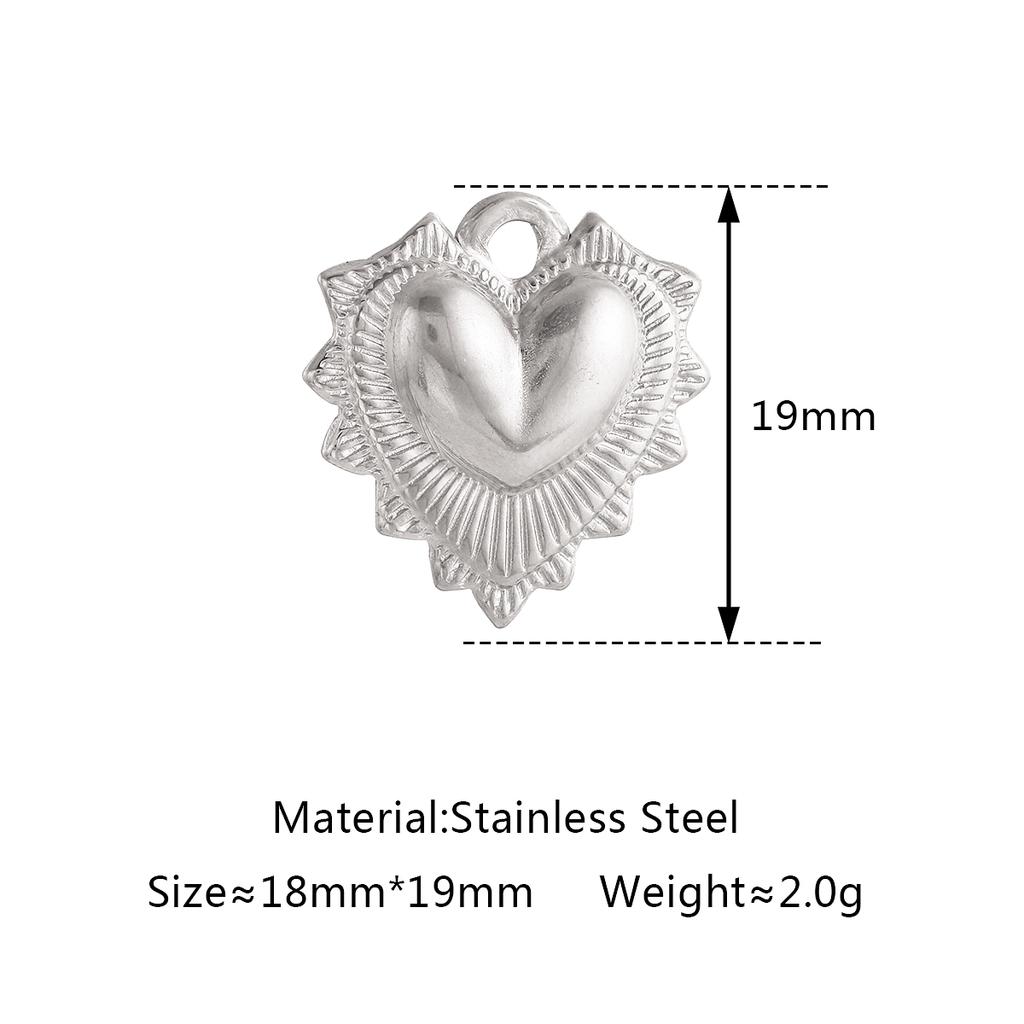 3Pcs Sweet Heart Charms Stainless Steel 3D Lucky Sacred Heart Pendants Handmade Jewelry Making Accessories DIY Necklace Earrings