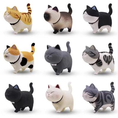 AAGWW Workplace Cat Figure Kitten Toy Set Mini Toy Figure Cat Character Birthday Party Item Dark Color (9 Pieces)