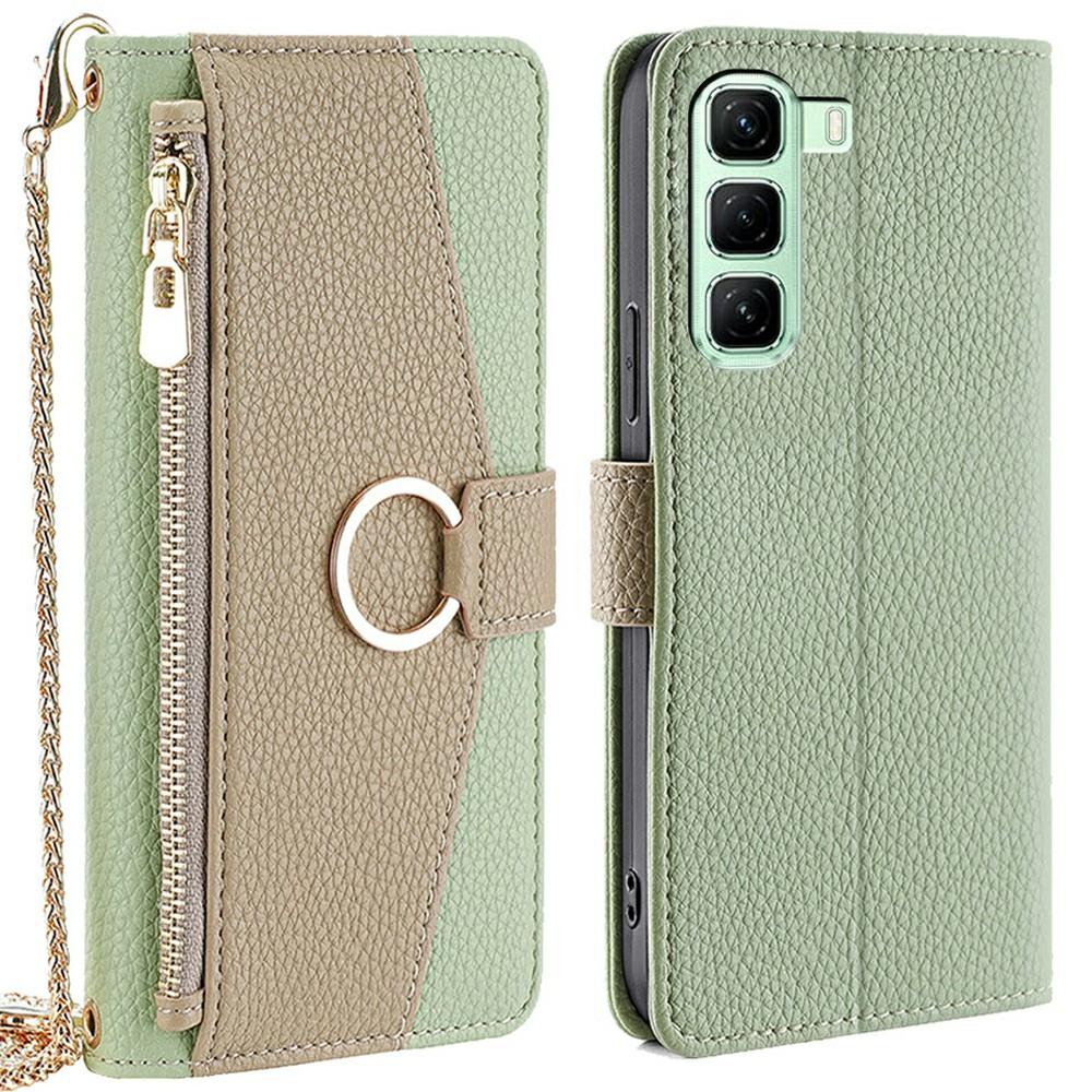 Pro Infinix Hot 50 5G Pouzdro Zrcadlová Peněženka Kožený Kryt na Telefon s Řetízkem Ramenní Popruh