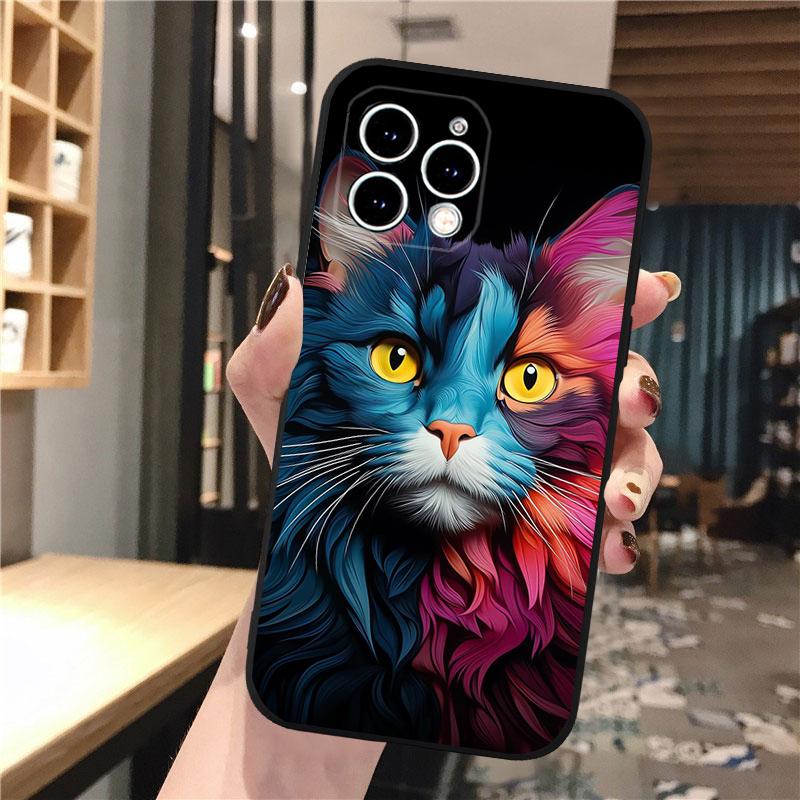 Pouzdro na telefon Cat Art pro iPhone Samsung Galaxy Redmi Xiaomi Oppo OnePlus Note SA 7 8 9 10 11 12 13 14 20 21 22 23 53 54 Pro Max Plus Ultra TPU Soft