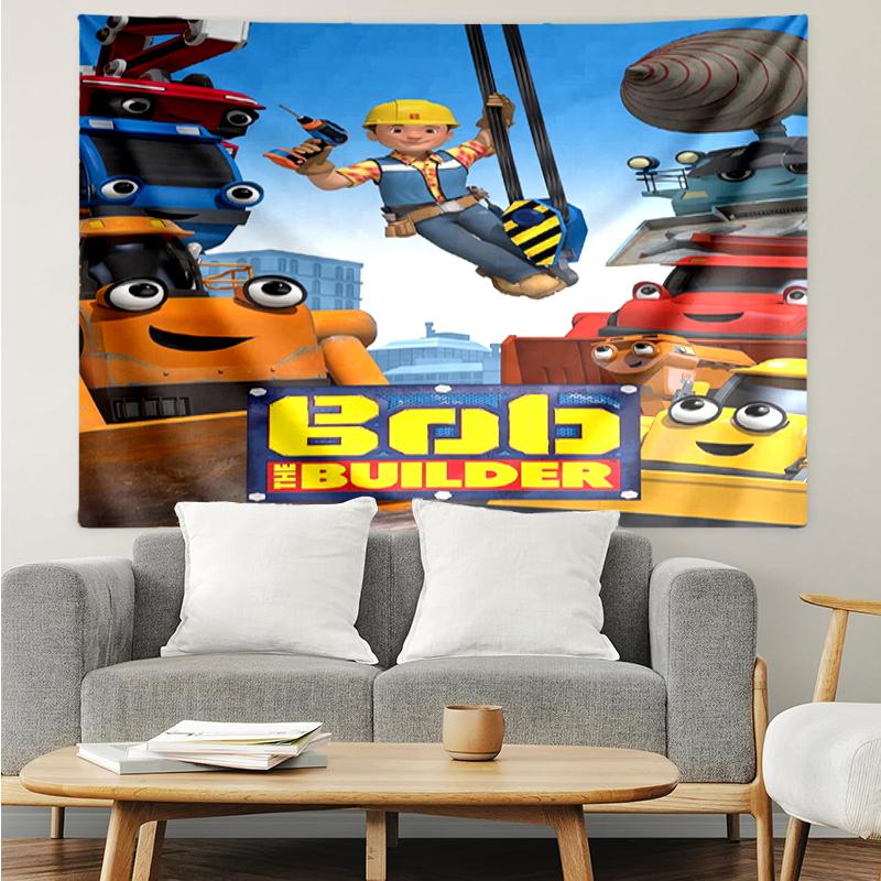 Bob-the-Builder Print Tapestry, Backdrop, Easy Setup, Ideal for Bedroom, Office & Living Room, with Aesthetic Wall Hanging Decor.