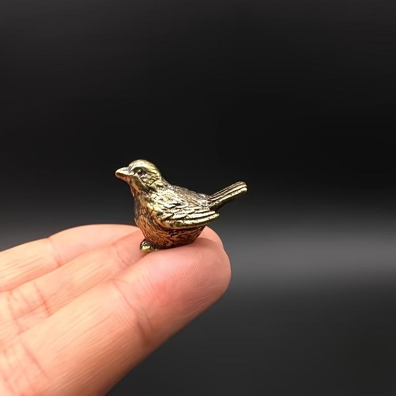 2Pcs Mini Brass Sparrow Figurine Cute Contemporary Desk Decor Ideal for Perfect Gift Collectible Item Cute Office Decor