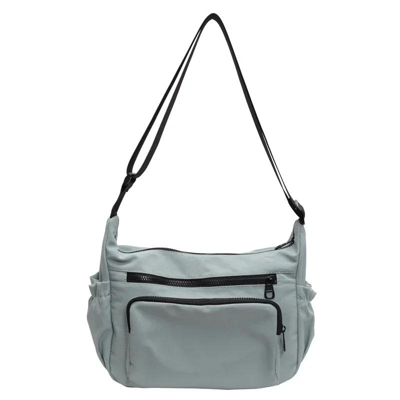 Zipper nylon crossbody bags for women  portable shoulder bags  sewing line  simplicity pendulums