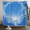Blue Sky White Clouds Shower Curtain 3D Natural Scenery Printing Waterproof Bathroom Curtain Home Decoration Screen With Hooks