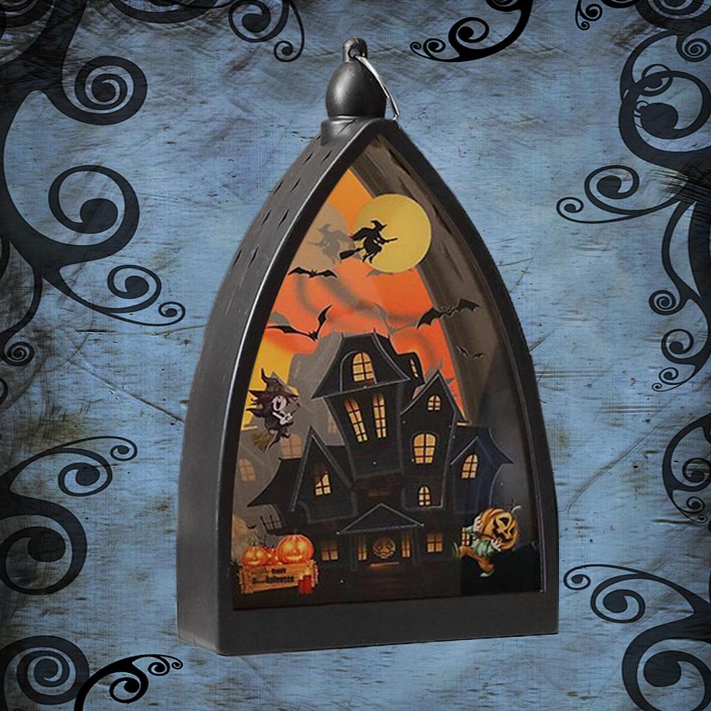 2025 Halloween Witch Pumpkin Lantern LED Vintage Skull Pumpkin Castle Lanterns Centerpieces Halloween Jack-O-Lantern Decoration