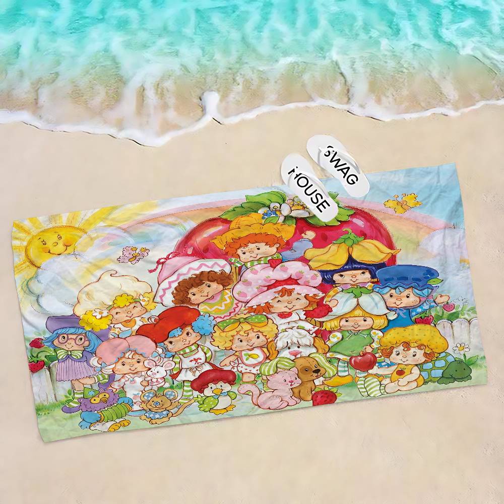 S-Strawberry Shortcakes Microfiber Printed Beach Towel Mountain Climbing Yoga Beach Swimming Running Absorbent Soft Towel