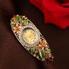 Women Flower Bangle Watch Rhinestone Round Dial Quartz Movement Classic Casual Formal Dress Wide Bangle Wristwatch Fashion Jewelry