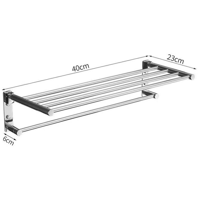 

304 Stainless Steel Foldable Towel Rack with Shelf
