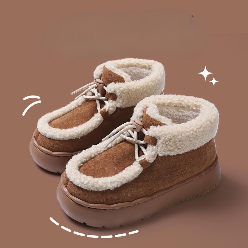 Fashion Women Thick Sole Winter Cotton Shoes Ladies Casual Warm Anti-slip Snow Boots Female Outdoor Fashion Flat Footwear