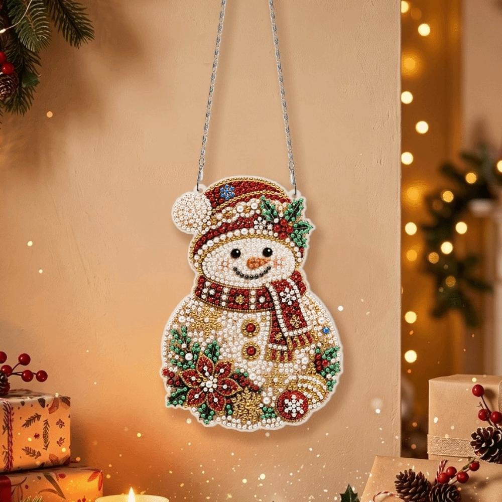 DIY Acrylic Xmas Pendant 2D Flat Diamond Painting Hanging Ornament Home Decoration