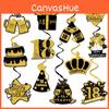 Birthday Celebration Black And Gold Theme Festive Paper Spiral Decor Hanging