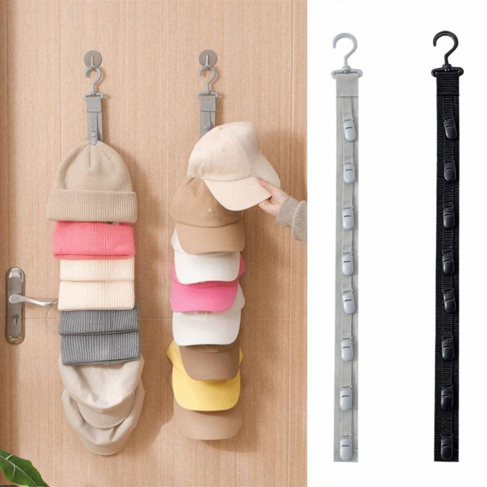Metal Hanging Hat Storage Clips Holder with 8 Non-Slip Clips Cap Storage Hooks  Bedroom