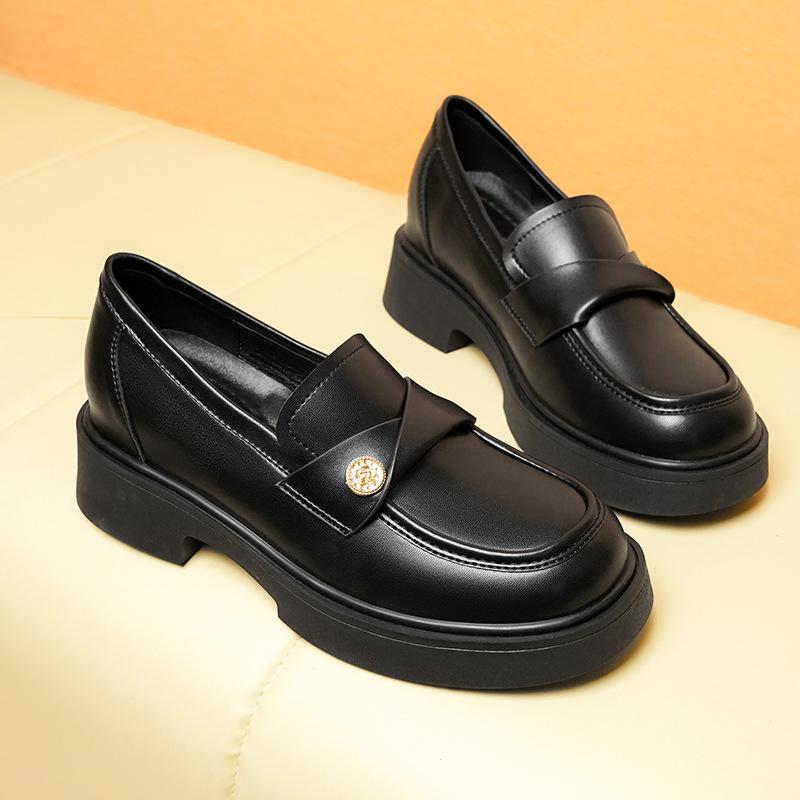 

Натуральная кожа Yuexinwang плоская подошва для женской обуви Huizhou Su Yinyin, та же обувь, женская обувь с увеличенной внутренней высотой, маленькие золотые монеты, мокасины с толстой подошвой 34 чёрный