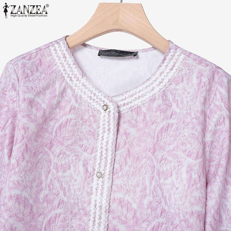 ZANZEA Women Long Sleeve Blouse and Long Skirts Print Casual Two Piece Suit Sets