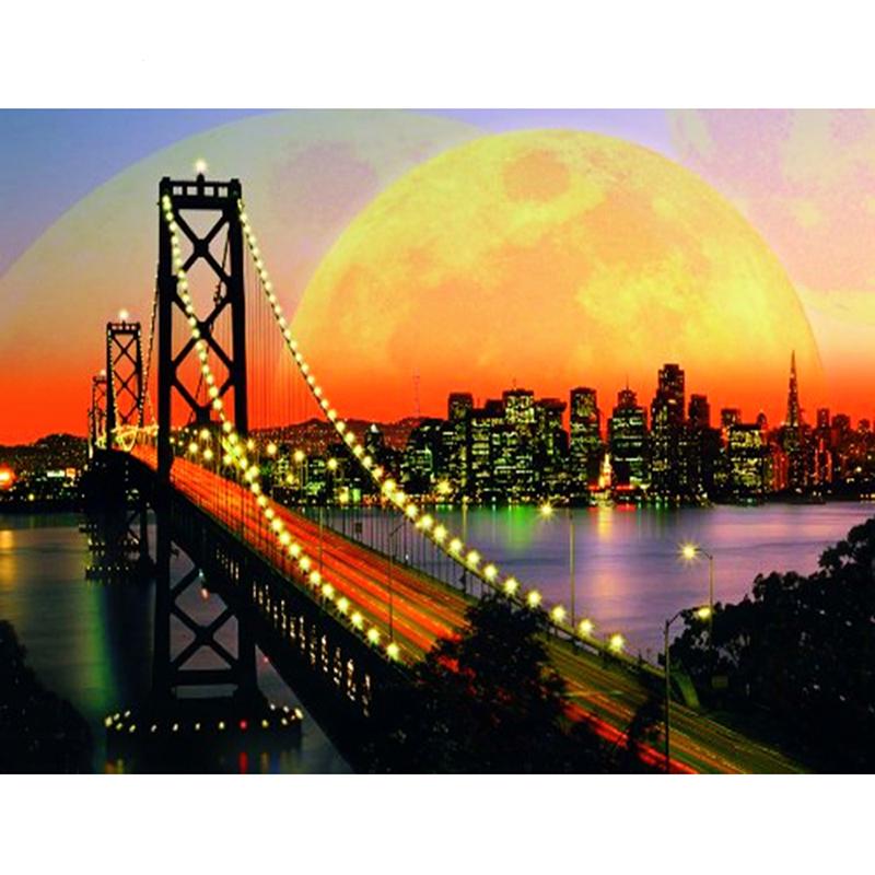 DIY Bridge 5D Diamond Painting Full Round Drill Landscape Diamond Embroidery Cross Stitch Kits Resin Wall Art Home Decor Gift