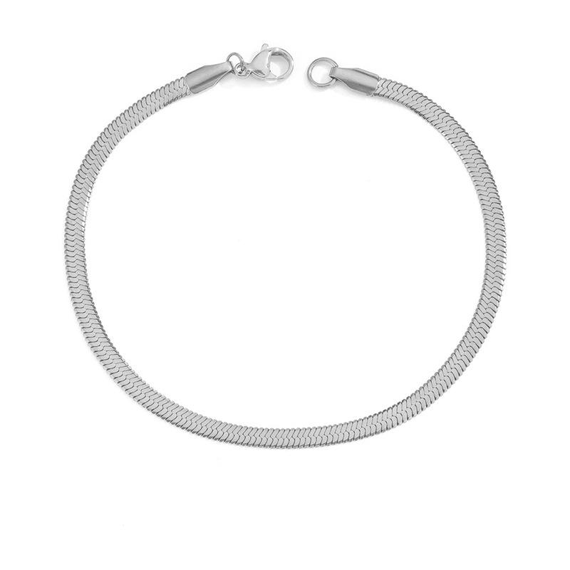eManco Women's Stainless Steel Snake Chain Bracelet - Thin, Versatile, Flat Style, Perfect for Couples