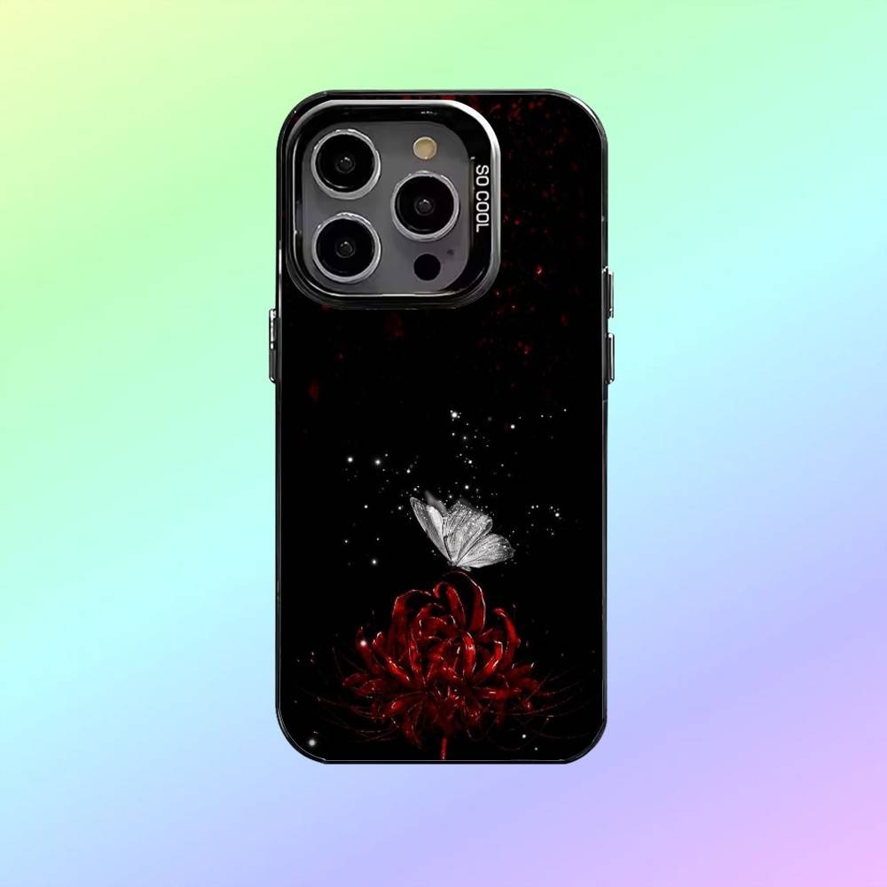 Rote Spinnenlilie Blume Handyhülle   Für iPhone17,16,15,14,13,12,11 Plus,Pro Max Schwarz Candy Matt Stoßfeste Hülle
