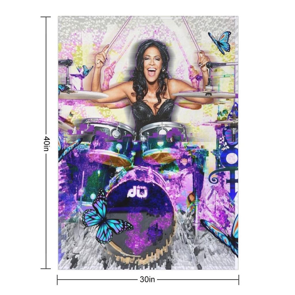 Sheila E. drummer - Prince drum woman - digital art by IonaArtDigital Throw Blanket Furrys Retros Sleeping Bag Blankets
