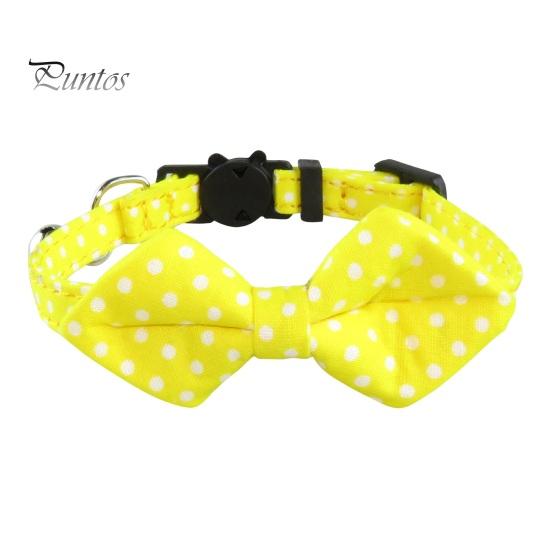 

Ошейник для кошек с галстуком-бабочкой и медным колокольчиком, однотонный, в горошек, регулируемая пряжка для котенка, щенка, устойчивый к ржавчине, приятный для кожи ошейник для домашних животных жёлтый