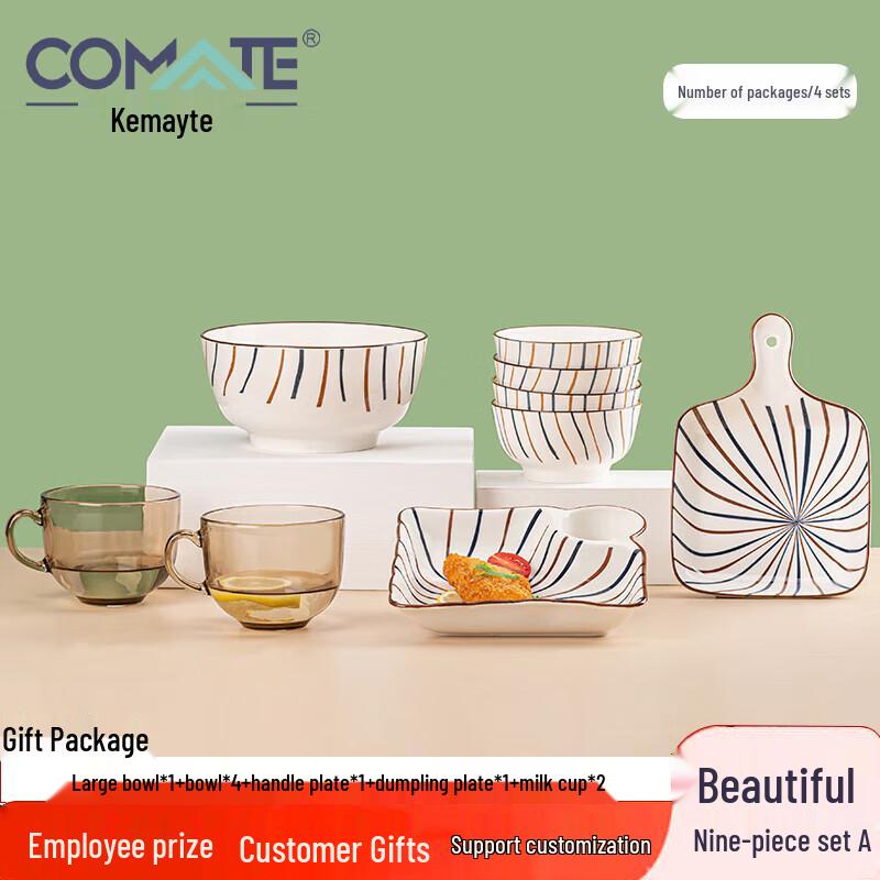 COMATE Ceramic 9-Piece Dinnerware Gift Set