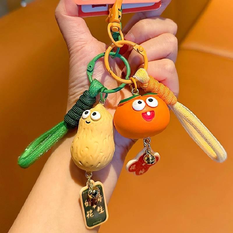 Peanut Persimmon Solid Color Hand Rope Key Chain Bag Decorative Pendant Gift