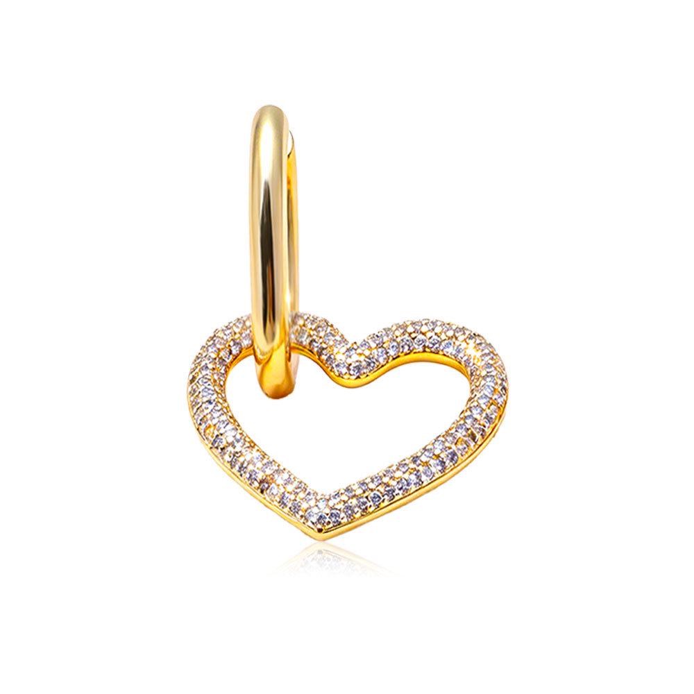 18K Gold-Plated Heart-Shaped Zircon Stud Earrings - European & American Fashion