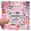 50 Pieces of Pink Fun Stickers for DIY Decoration of Handbooks, Phone Cases, Computer Posters, PVC Waterproofing