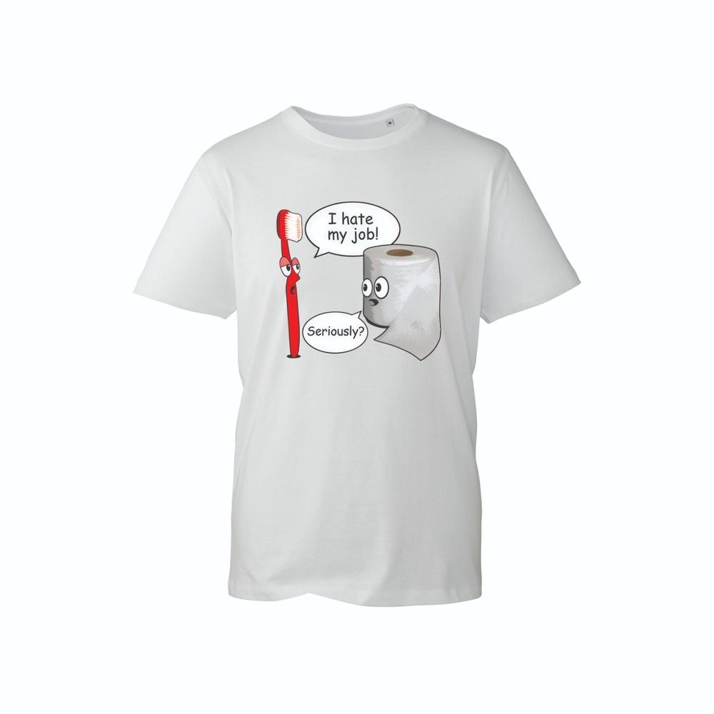 Funny Job Humor TShirt Toothbrush vs Toilet Paper Graphic Tee Novelty Joke S
