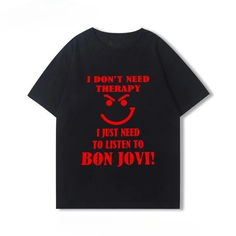 

Bon Jovi Band Shortsleeved Tshirts for Men and Women Summer Pure Cotton Rock American Retro Tops 4XL