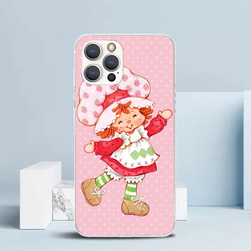 Strawberry Cartoon Girl Soft Cover for iPhone 16 17 Air 15 14 Pro Max 16E Phone Case 13 Mini 12 11 7 SE 8 Print Pattern Fit Case