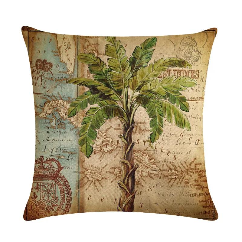 Tropical Rain Forest Banana Tree Coconut Tree Linen Pillowcase Office Sofa Leisure Decoration Cushion Cover