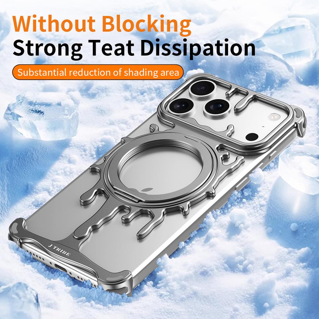 Glacier Series for iPhone 17 Pro Max Bumper Case Rotating Kickstand Metal Phone Cover Compatible with MagSafe