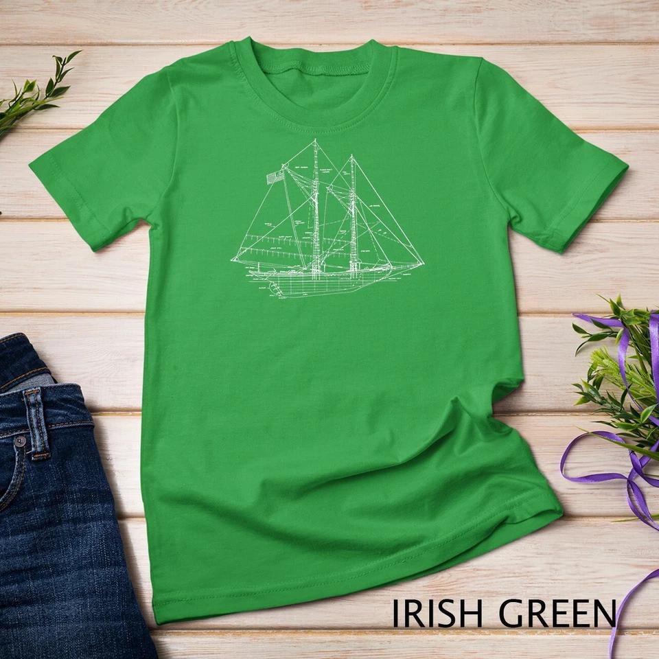 Sailboat Blueprint Vintage Retro Boating and Sailing Gift T-Shirt Unisex T-shirt 4 XL