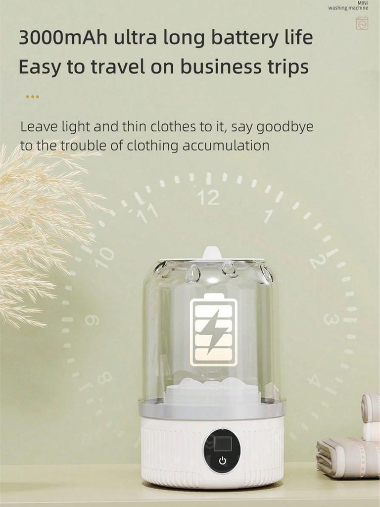 Portable Mini Washing Machine USB Rechargeable Automatic Laundry Washer with 2 Wash Modes for Travel Dorm Socks Underwear