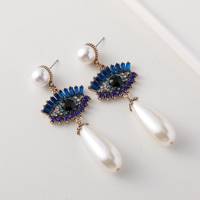 Devil's Eye Drip Oil Alloy Earrings: Trendsetting European & American Street Style