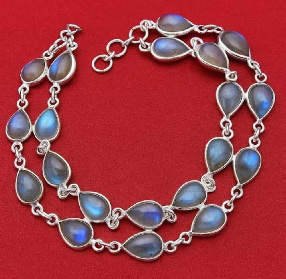 Solid 925 Sterling Silver Labradorite Gemstone Handmade Birthstone Gift Bracelet, Wedding Gift Jewelry, Boho jewelry