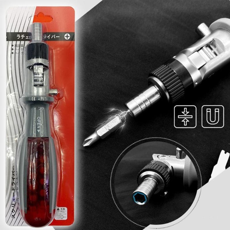 All In One Ratcheting Screwdriver 10 In 1 Screw Driver with Magnetic Bits Set Small Pocket Size Portable