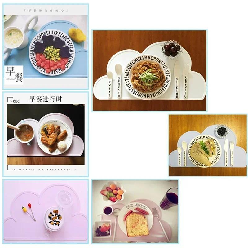 Cloud Shape Silicone Placemat Waterproof Heat Resistant Table Mat For Kids Dining Table Kitchen Counter Protection Pad