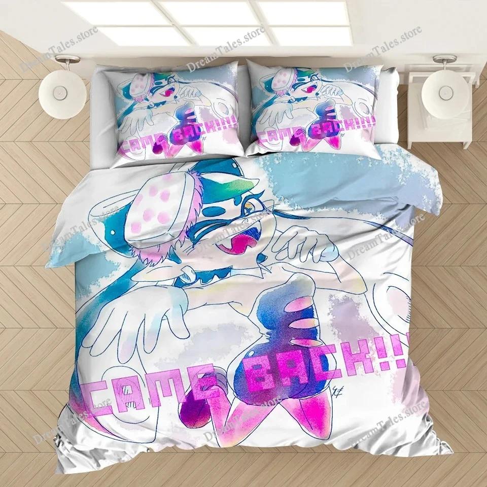 Conjunto de Roupa de Cama Desenho Animado Jogo Impressão 3D Crianças Popular Splatoon Capas de Edredom Fronhas Edredom Conjunto de Roupa de Cama Roupa de Cama Roupa de Cama