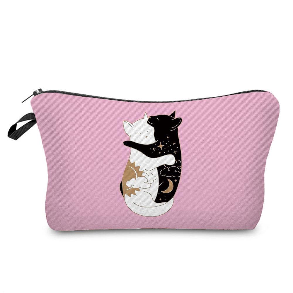 Women Cat Print Cosmetic Bag Toiletries Organize Travel Storage Case KTB