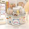 Rotating Pen Holder - Stylish Desk Organizer For Students & Office, Large Capacity Plastic Storage With Creative Design
