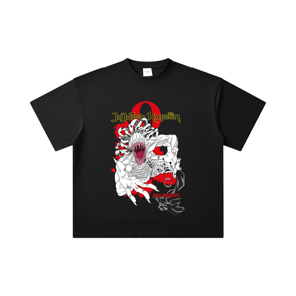 260 GSM Double Yarn 32 Count 100% Cotton Jujutsu Kaisen V64 Rika Print Unisex Heavy Cotton T Shirt