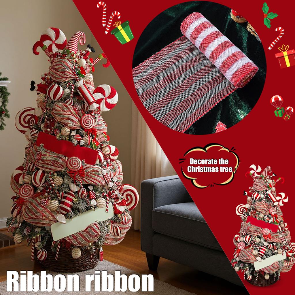 2 Rolls Metallic Foil Mesh Rolls Metallic Foil Deco Mesh Christmas Mesh Ribbon for Wreath Swags and Christmas Tree Decoration