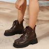 Brown New Women Ankle Boots Autumn Winter Platform Lace-up Women Punk Boots Thick Sole Combat Booties Female Mujer Q429