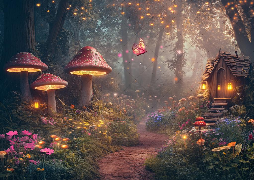 Fairy forest Glitter tree background Magic Forest night Butterfly photography birthday background party photo shoot decoration