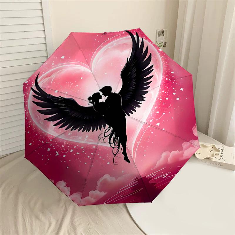 

1pc Angel Love Automatic Open/Close Umbrella Compact Folding Umbrella with 8-Rib Shaft for Women/Men, Elegant Birthday1193S