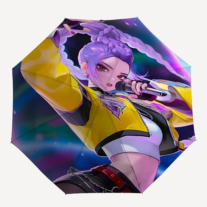 

1 шт. K-POP hunter X Автоматический складной зонт-трость с удобной трехскладной конструкцией, 8 металлических спиц - для уличного использования, на каждый день, в путешествие A51